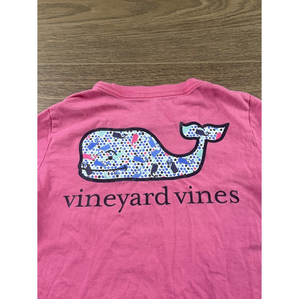 Vineyard Vines Kids Pink Short Sleeve Patterned Whale Logo Pocket T-Shirt 4T